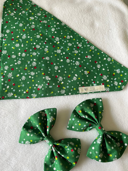 Christmas Green Dog Bandana